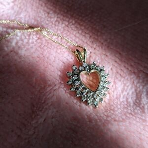 14 kt Gold Heart Pendant with 32 Diamonds